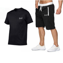 Load image into Gallery viewer, 2019 Train Graphic Series Print Fashion For Men New EA7 white Short Sleeve Men Tracksuits Set Male T-shirt fashion Clothing