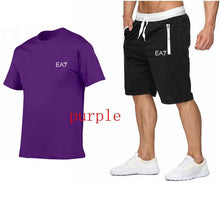 Load image into Gallery viewer, 2019 Train Graphic Series Print Fashion For Men New EA7 white Short Sleeve Men Tracksuits Set Male T-shirt fashion Clothing
