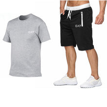 Load image into Gallery viewer, 2019 Train Graphic Series Print Fashion For Men New EA7 white Short Sleeve Men Tracksuits Set Male T-shirt fashion Clothing