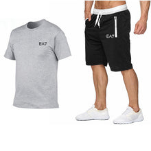 Load image into Gallery viewer, 2019 Train Graphic Series Print Fashion For Men New EA7 white Short Sleeve Men Tracksuits Set Male T-shirt fashion Clothing