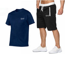 Load image into Gallery viewer, 2019 Train Graphic Series Print Fashion For Men New EA7 white Short Sleeve Men Tracksuits Set Male T-shirt fashion Clothing