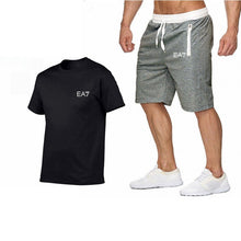 Load image into Gallery viewer, 2019 Train Graphic Series Print Fashion For Men New EA7 white Short Sleeve Men Tracksuits Set Male T-shirt fashion Clothing