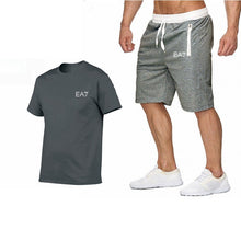 Load image into Gallery viewer, 2019 Train Graphic Series Print Fashion For Men New EA7 white Short Sleeve Men Tracksuits Set Male T-shirt fashion Clothing