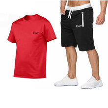Load image into Gallery viewer, 2019 Train Graphic Series Print Fashion For Men New EA7 white Short Sleeve Men Tracksuits Set Male T-shirt fashion Clothing