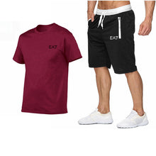 Load image into Gallery viewer, 2019 Train Graphic Series Print Fashion For Men New EA7 white Short Sleeve Men Tracksuits Set Male T-shirt fashion Clothing
