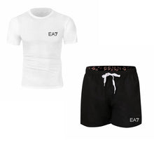 Load image into Gallery viewer, 2019 Train Graphic Series Print Fashion For Men New EA7 white Short Sleeve Men Tracksuits Set Male T-shirt fashion Clothing