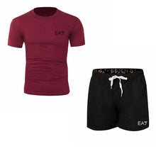 Load image into Gallery viewer, 2019 Train Graphic Series Print Fashion For Men New EA7 white Short Sleeve Men Tracksuits Set Male T-shirt fashion Clothing