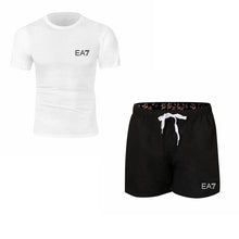 Load image into Gallery viewer, 2019 Train Graphic Series Print Fashion For Men New EA7 white Short Sleeve Men Tracksuits Set Male T-shirt fashion Clothing
